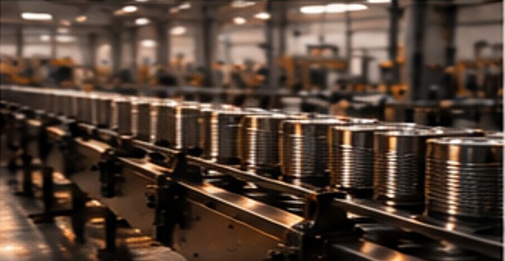 Illustrative industrial can production conveyor